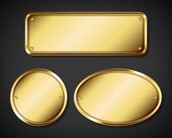 gold- oder messingplatten, goldene namensschilder mockup vektor