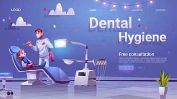 dental hygien baner med läkare och flicka patient vektor
