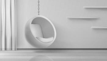 Kugelstuhl, runder Sessel hängen zu Hause an der Kette vektor
