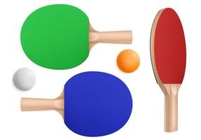 Holzschläger und -bälle für Tischtennis vektor