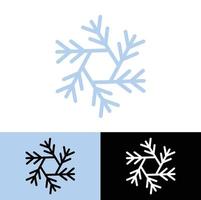 snö flingor platt logotyp enkel design, blå vit och svart Färg vektor