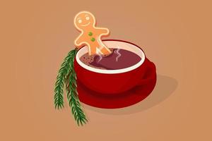 weihnachtliche heiße schokolade mit lebkuchen. vektor