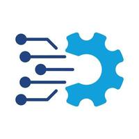 Farbsymbol für digitales Tech-Konzept. Zahnradzeichen des Geschäftslösungspiktogramms. digitales Zahnradsymbol elektronische Technologie Netzwerk Silhouette Symbol. isolierte Vektorillustration. vektor