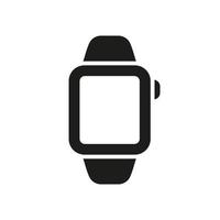 quadratische elektronische tragbare Smartwatch mit Bildschirm-Glyphen-Piktogramm. Smartwatch-Silhouette-Symbol. Uhr mit Symbol für drahtlose Technologie. armbanduhr gerät. isolierte Vektorillustration. vektor
