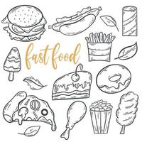 Fast-Food-Doodle-Set vektor