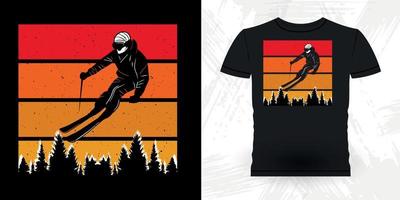 åka skidor älskare rolig skidåkning sporter retro årgång åka skidor t-shirt design vektor