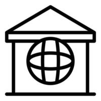 Globaler Online-Bank-Symbol-Umrissvektor. Geldbeutel verdienen vektor