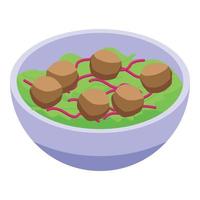 Salatbällchen Symbol isometrischer Vektor kochen. Ernährung
