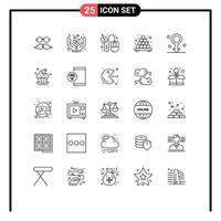 stock vektor ikon packa av 25 linje tecken och symboler för biologi japansk kärlek mat mus redigerbar vektor design element