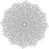 Fantasy-Mandala mit vielen Blütenblättern und Tropfen, meditative Malseite für Kreativität vektor