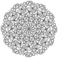 Fantasy-Mandala aus Pfeilen und Locken, meditative Malseite mit kunstvollen Mustern vektor