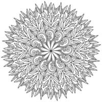 Verziertes Mandala mit Zweigen und Mustern, meditative Malseite im Herbst vektor