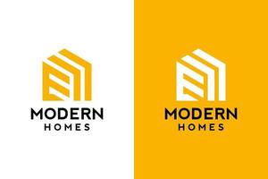 Logo-Design von e in Vektor für Bau, Haus, Immobilien, Gebäude, Eigentum. Minimale fantastische trendige professionelle Logo-Designvorlage auf doppeltem Hintergrund.