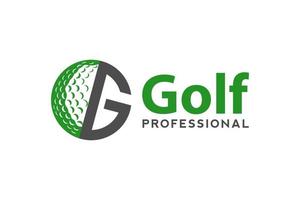 Buchstabe g für Golf-Logo-Design-Vektorvorlage, Vektoretikett des Golfsports, Logo der Golfmeisterschaft, Illustration, kreative Ikone, Designkonzept vektor