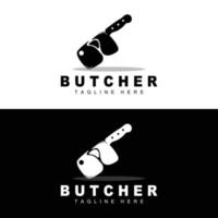Metzger-Logo-Design, Messer-Schneidwerkzeug-Vektorvorlage, Produktmarken-Illustrationsdesign für Metzger, Bauernhof, Metzgerei vektor