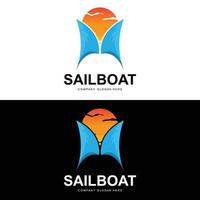 segelboot logo design, fischerboot illustration, fischerboot unternehmen marke vektorsymbol, bootsgeschäft design, fischgeschäft, transport vektor