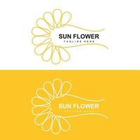 Sonnenblumen-Logo-Design, Zierpflanze, Gartenpflanze, Symbolvektor, Produktmarke des Unternehmens vektor