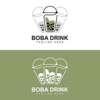 Boba-Drink-Logo-Design, moderner Geleegetränk-Blasenvektor, Boba-Drink-Markenglasillustration. Design geeignet für Cafés, Getränkemarken vektor