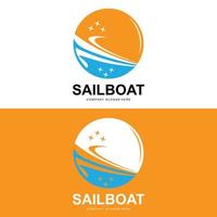 segelboot logo design, fischerboot illustration, fischerboot unternehmen marke vektorsymbol, bootsgeschäft design, fischgeschäft, transport