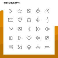 uppsättning av grundläggande ui element linje ikon uppsättning 25 ikoner vektor minimalism stil design svart ikoner uppsättning linjär piktogram packa