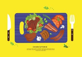 Charcuterie Ingredient Meat Flat Vector Illustration