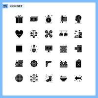 25 universell fast glyfer uppsättning för webb och mobil tillämpningar ring upp telefon pengar Kontakt timer redigerbar vektor design element