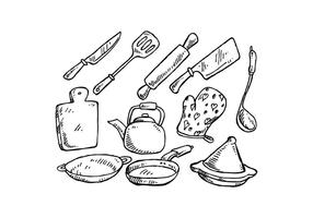 Free Cooking Tools Hand gezeichnet Vektor