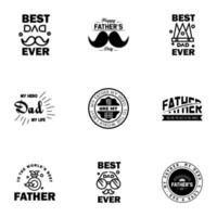 Happy Fathers Day 9 schwarze Schrift Happy Fathers Day editierbare Vektordesign-Elemente vektor