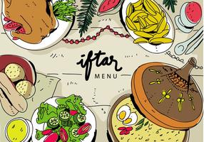 Iftar Ramadhan Menü Essen auf traditionelle Tajine Vektor-Illustration vektor