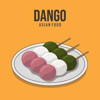 asiatisches Essen japanisches Dessert Dango in Form von drei Kugeln auf einem Stock vektor