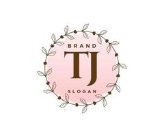anfängliches tj feminines logo. verwendbar für Natur-, Salon-, Spa-, Kosmetik- und Schönheitslogos. flaches Vektor-Logo-Design-Vorlagenelement. vektor