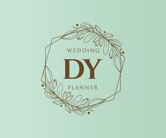 dy initialen brief hochzeit monogramm logos sammlung, handgezeichnete moderne minimalistische und florale vorlagen für einladungskarten, save the date, elegante identität für restaurant, boutique, café im vektor