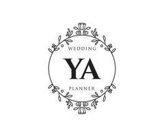 ya initialer brev bröllop monogram logotyper samling, hand dragen modern minimalistisk och blommig mallar för inbjudan kort, spara de datum, elegant identitet för restaurang, boutique, Kafé i vektor