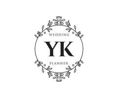 yk initialen brief hochzeitsmonogramm logos sammlung, handgezeichnete moderne minimalistische und florale vorlagen für einladungskarten, save the date, elegante identität für restaurant, boutique, café im vektor