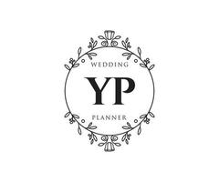 yp initialen brief hochzeitsmonogramm logos sammlung, handgezeichnete moderne minimalistische und florale vorlagen für einladungskarten, save the date, elegante identität für restaurant, boutique, café im vektor