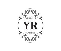 yr initials brief hochzeitsmonogramm logos sammlung, handgezeichnete moderne minimalistische und florale vorlagen für einladungskarten, save the date, elegante identität für restaurant, boutique, café im vektor