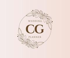 CG Initialen Brief Hochzeit Monogramm Logos Sammlung, handgezeichnete moderne minimalistische und florale Vorlagen für Einladungskarten, Save the Date, elegante Identität für Restaurant, Boutique, Café im Vektor