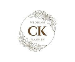 ck initialer brev bröllop monogram logotyper samling, hand dragen modern minimalistisk och blommig mallar för inbjudan kort, spara de datum, elegant identitet för restaurang, boutique, Kafé i vektor