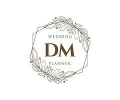 dm initialen brief hochzeitsmonogramm logos sammlung, handgezeichnete moderne minimalistische und florale vorlagen für einladungskarten, save the date, elegante identität für restaurant, boutique, café im vektor