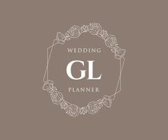 gl initialen brief hochzeit monogramm logos sammlung, handgezeichnete moderne minimalistische und florale vorlagen für einladungskarten, save the date, elegante identität für restaurant, boutique, café im vektor