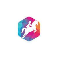 tävlings häst med jockey logotyp design ikoner. ryttare sport logotyp. jockey ridning Hoppar häst. häst ridning logotyp. vektor