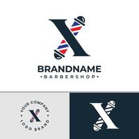 Letter x Barbershop-Logo, geeignet für jedes Geschäft im Zusammenhang mit Barbershop mit x-Initiale. vektor