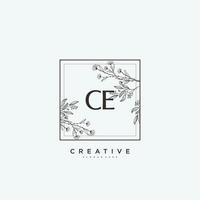 ce Beauty Vector Initial Logo Art, Handschrift Logo der Erstunterschrift, Hochzeit, Mode, Schmuck, Boutique, Blumen und Pflanzen mit kreativer Vorlage für jedes Unternehmen oder Geschäft.