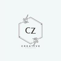 cz Beauty Vector Initial Logo Art, Handschrift Logo der Erstunterschrift, Hochzeit, Mode, Schmuck, Boutique, Blumen und Pflanzen mit kreativer Vorlage für jedes Unternehmen oder Geschäft.