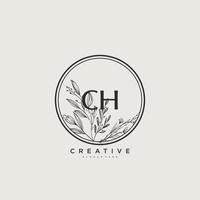 ch Beauty Vector Initial Logo Art, Handschrift Logo der Erstunterschrift, Hochzeit, Mode, Schmuck, Boutique, Blumen und Pflanzen mit kreativer Vorlage für jedes Unternehmen oder Geschäft.