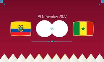 ecuador mot senegal fotboll match, internationell fotboll konkurrens 2022. vektor