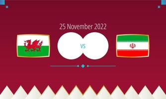 wales mot iran fotboll match, internationell fotboll konkurrens 2022. vektor