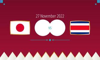 japan mot costa rica fotboll match, internationell fotboll konkurrens 2022. vektor