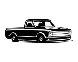 årgång lastbil logotyp isolerat sida se vit bakgrund bäst för leverans företag, bricka, emblem, garage. vektor