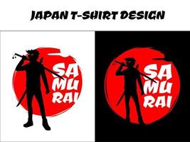 männlicher Samurai, Silhouette japanischer Samurai-Vektor für Design-T-Shirt-Konzept, japanisches T-Shirt-Design, Samurai-Vektorillustration, japanisches Themendesign, Silhouette-Samurai vektor